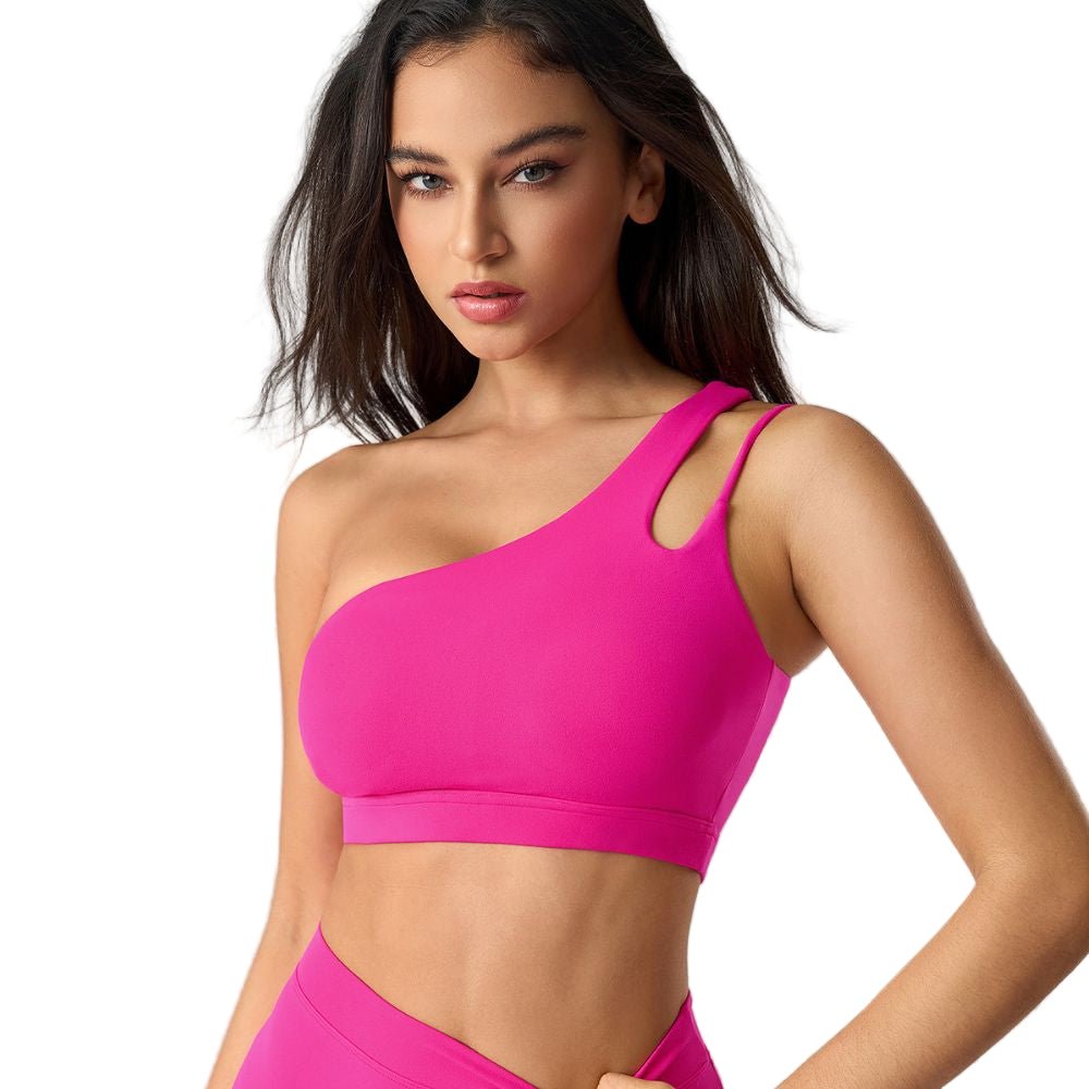 Magic Asymmetric One Shoulder Sports Bra | Breathable Removable Pads - Magic Bra