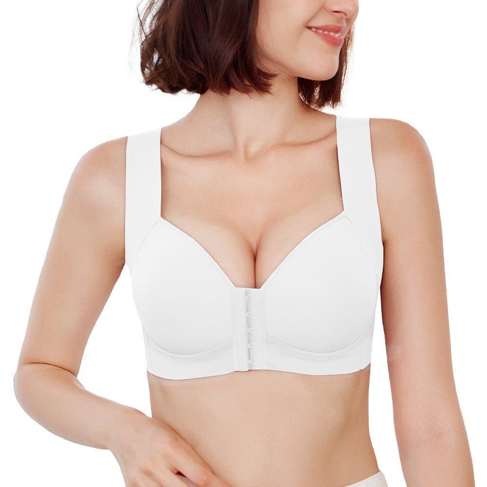 Just My Size 50D Women's Front Close Wireless Bra Style 1107 WHITE BUNDLE  OF 4